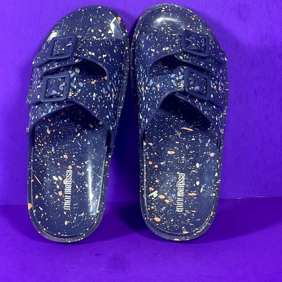 Mini Melissa Wide II ING Blue Quantile Buckled Slide Sandals Youth Size 4-NEW - Picture 5 of 8